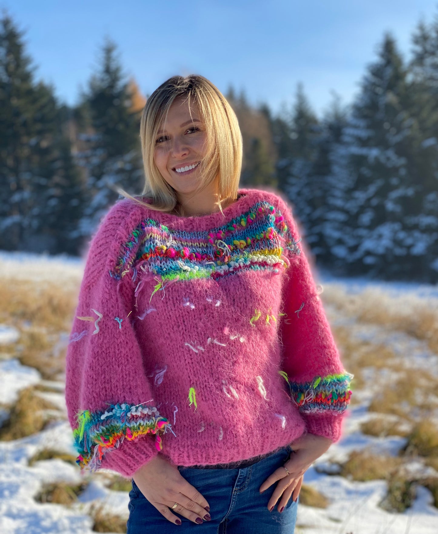 Sweter | Folk Pink