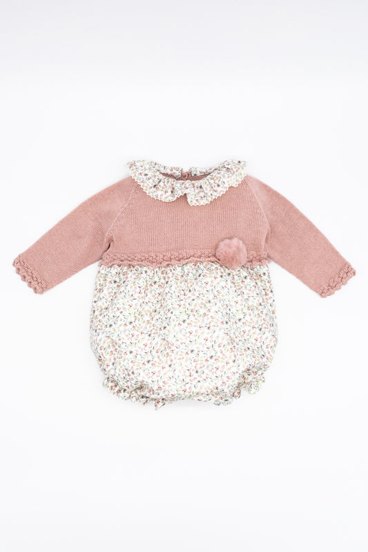 VIELLA PINK FLOWERS KNITTED ROMPER