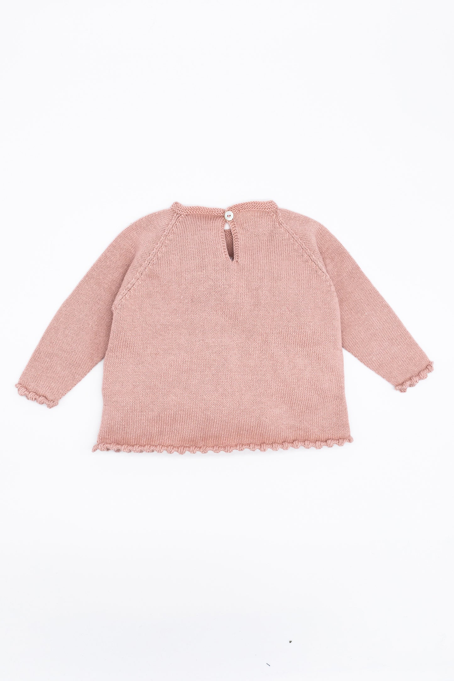 Sweter różowy dzianinowy z wełny merynos